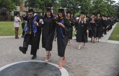 Walking on Seal During Commencement